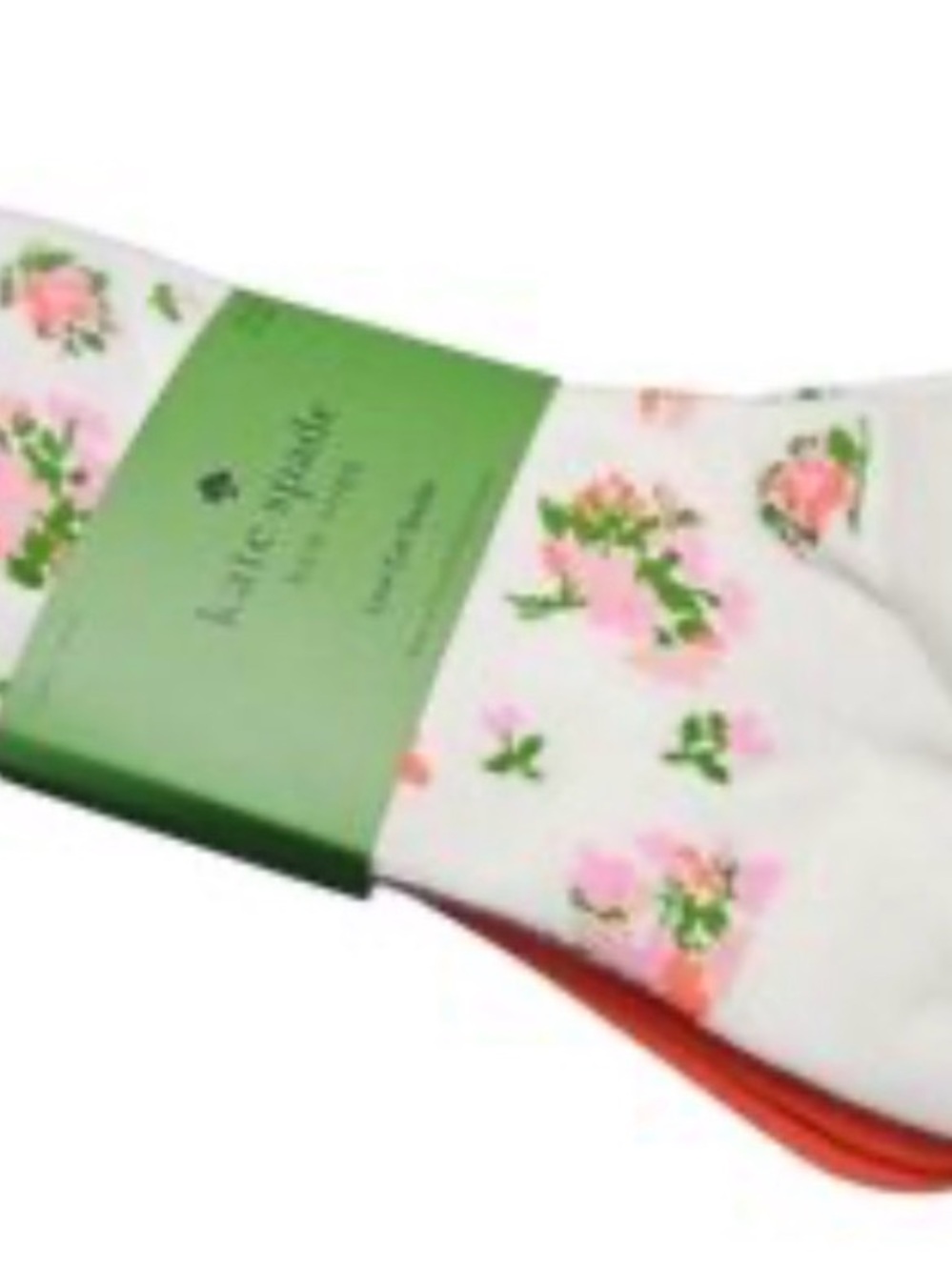 kate spade NWT 3-Pair Floral/White & Orange Crew Socks. One Size. - Picture 3 of 5
